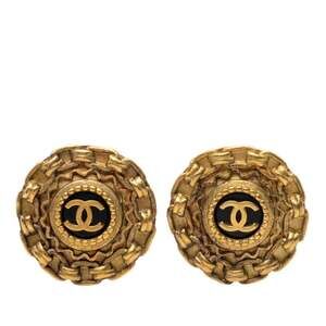 CHANEL Gold Logo Earrings